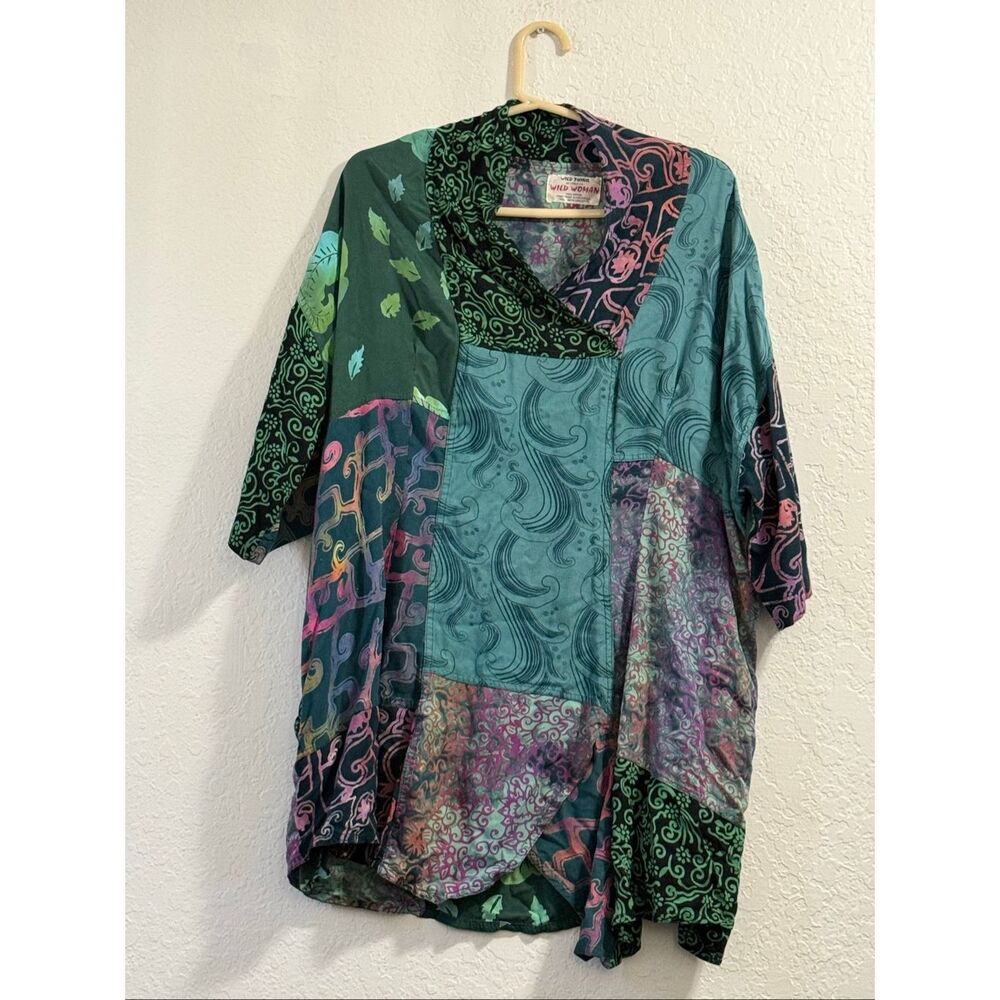 Vintage Wild Woman Wild Thing kimono artsy art to wear shirt one size